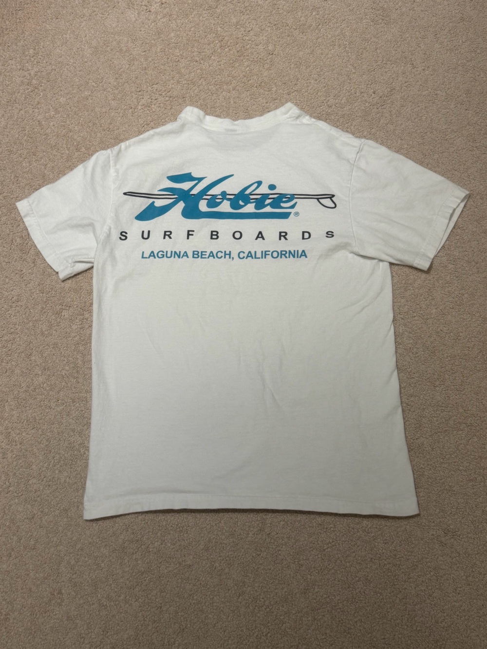 Hobie White Tee with Blue Logo - Surfboards Laguna Beach